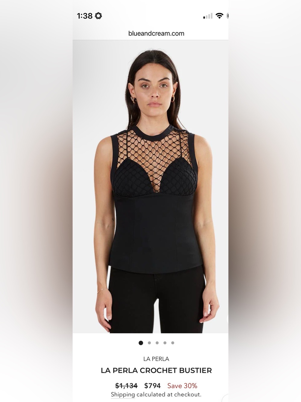 NWOT: La Perla Black Crochet Corset Bustier Top, sz 36A ($1,134 original retail)